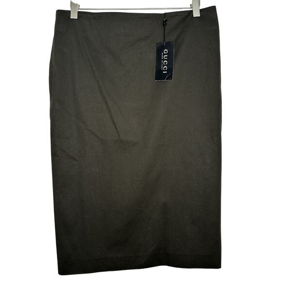 GUCCI Brown Forest Zip Piano Pencil Skirt Medium 44 New Authentic - Picture 1 of 16